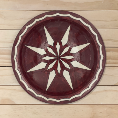 Plato de cerámica pintado a mano burdeos - P142 - 40cm