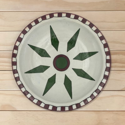 Plato de cerámica pintado a mano crema - P145 - 40cm