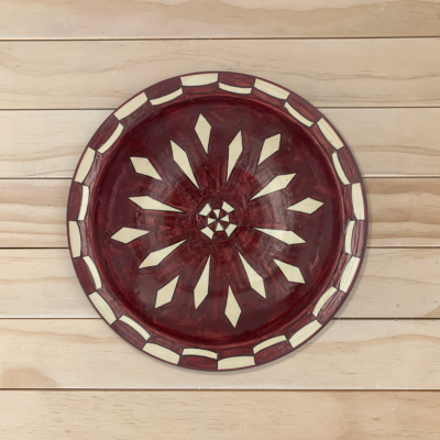 Plato de cerámica pintado a mano burdeos - P243 - 30cm