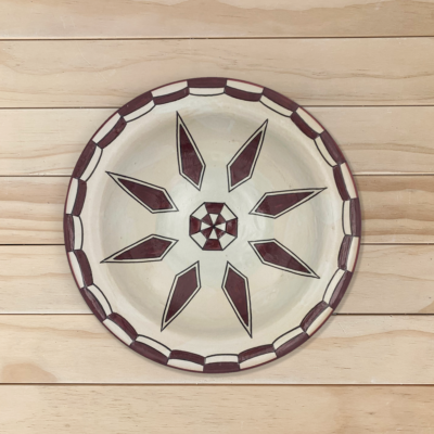 Plato de cerámica pintado a mano crema- P249 - 30cm